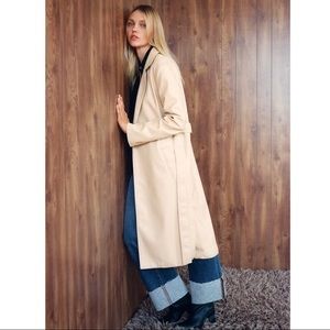 Zara faux leather trench coat sand beige cream ecru New condition XS Small